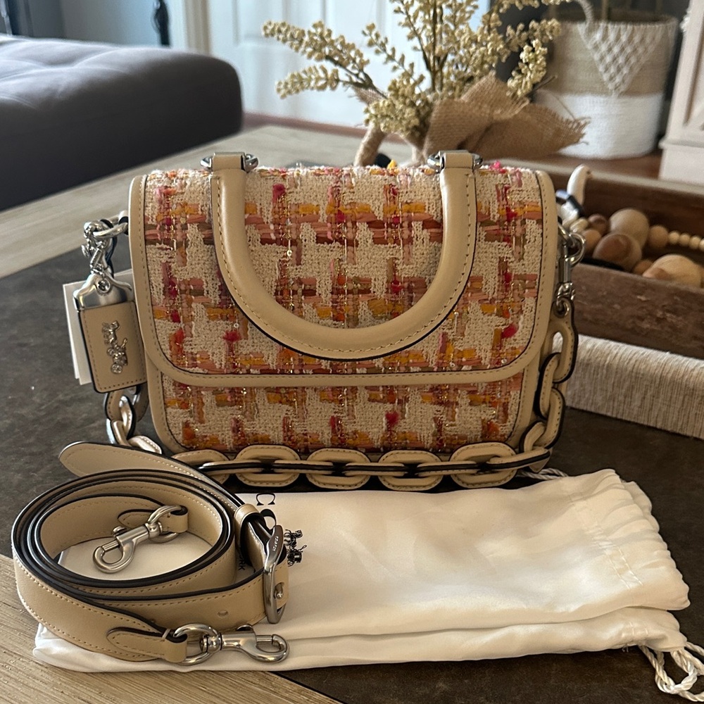 Coach tweed rogue cross body bag .